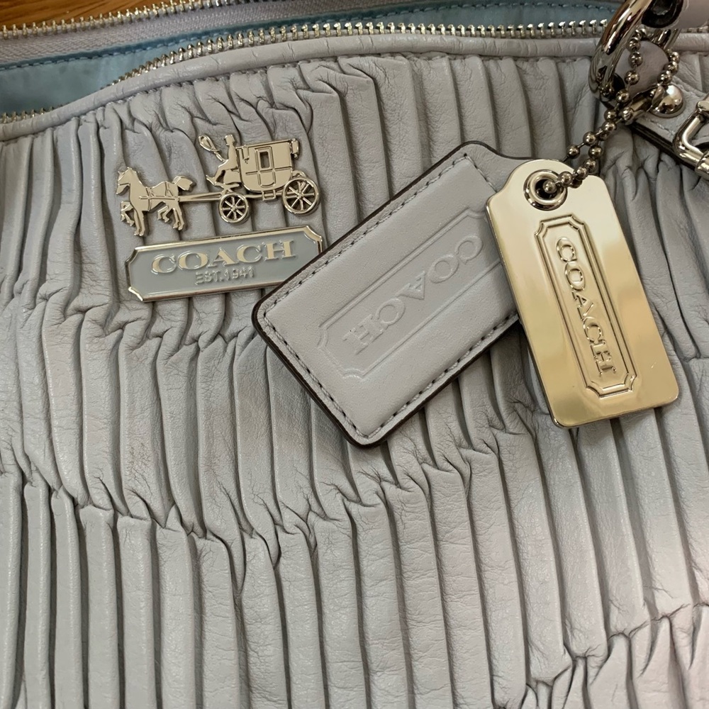 Coach Grey Leather Madison Gathered Sophia Satchel EUC - Picture 3 of 7